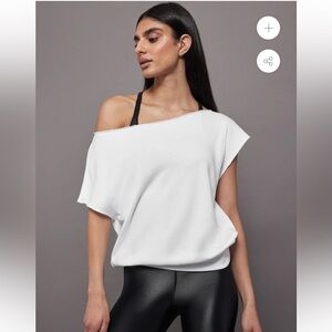 Carbon38 Short Sleeve Off Shoulder Sweatshirt in French Terry NWT